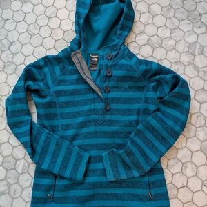 The North Face Blue and Gray Button-Up Hoodie
